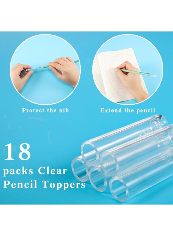 SYOSI Clear Plastic Pencil Cap Set, Pen Tip Protector Cover, Clear Pencil Toppers Caps for Wooden Pen, Extender Holders for Classroom Supplies, Back to School Gifts, BPA-Free Material(Transparent,18-Piece) - Image 2